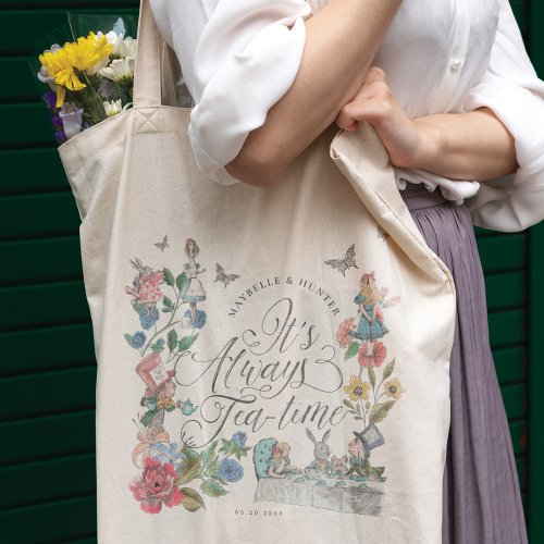 Its Always Tea_Time Vintage Alice in Wonderland Tote Bag