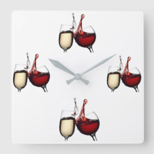 ***IT'S ALWAYS "WINE" O'CLOCK*** SQUARE WALL CLOCK