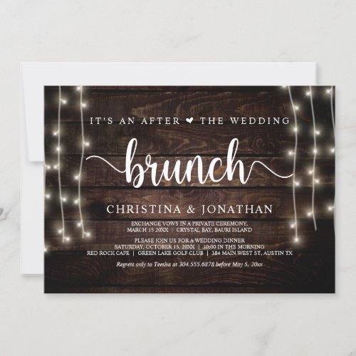 Its an after the wedding brunch rustic elopement  invitation