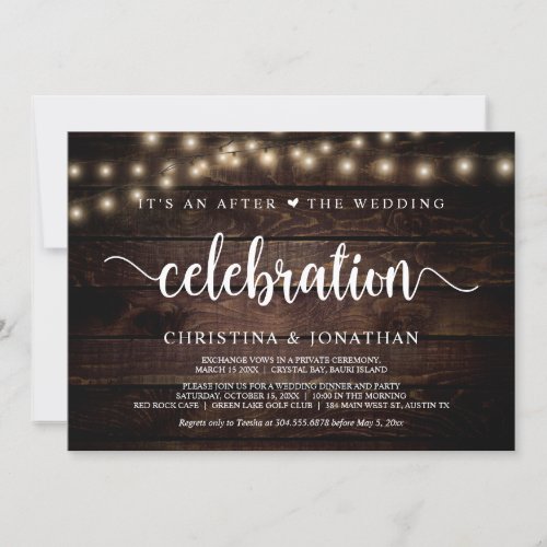 Its an after the wedding celebration elopement invitation