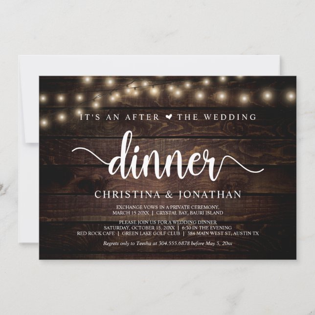 It's an after the Wedding Dinner, Elopement Invitation (Front)
