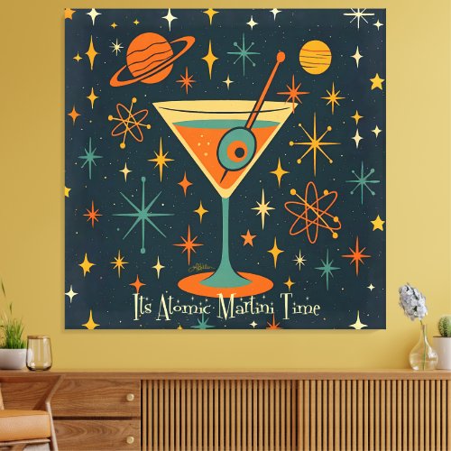 Its Atomic Martini Time Cosmic Stars Canvas Print