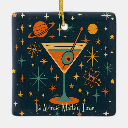 Its Atomic Martini Time Cosmic Stars Ceramic Ornament