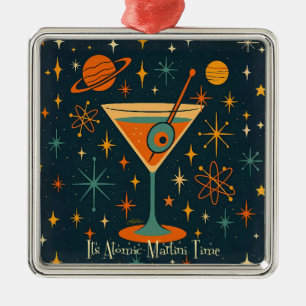 Its Atomic Martini Time Cosmic Stars Metal Ornament