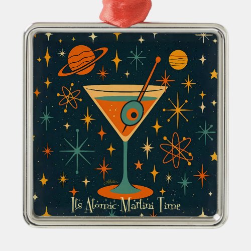 Its Atomic Martini Time Cosmic Stars Metal Ornament