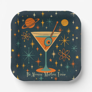Its Atomic Martini Time Cosmic Stars Paper Plates