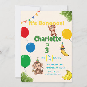It's Bananas Birthday- Time Flies Invitation