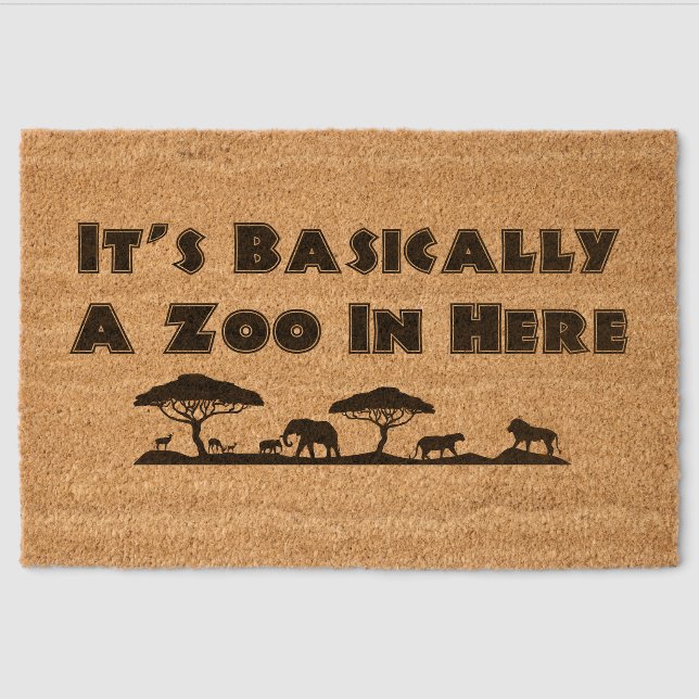 It's Basically A Zoo In Here Fiber Doormat (Front)