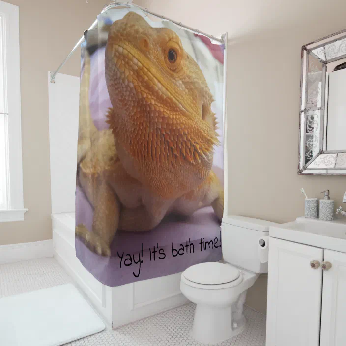 It S Bath Time Cute Lizard Photo Print, Cute Girly Shower Curtains