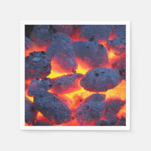 It's BBQ time hot grill coals red gray black red Napkins