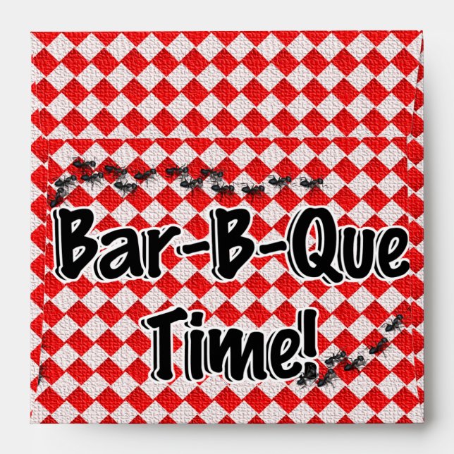 It's BBQ Time! Red Checkered Table Cloth w/Ants Envelope (Back (Top Flap))