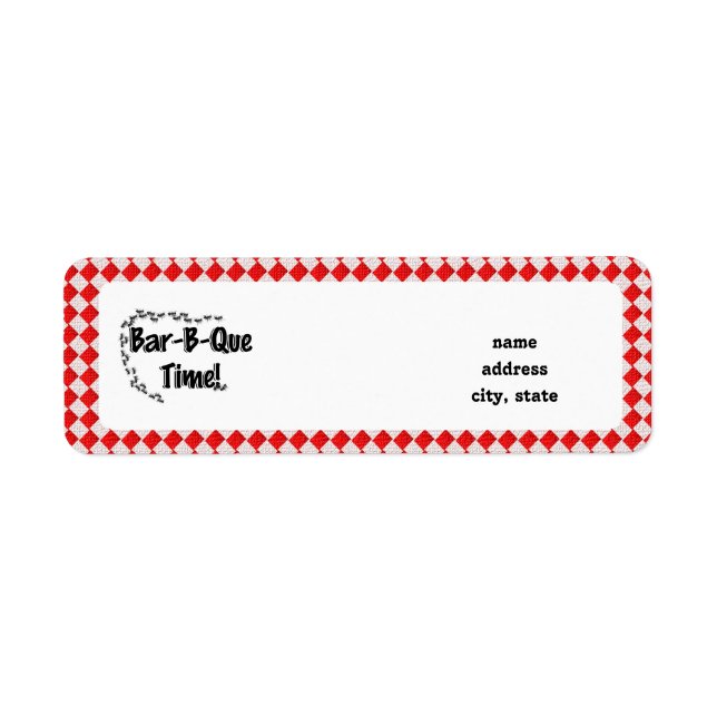 It's BBQ Time! Red Checkered Table Cloth w/Ants Label (Front)