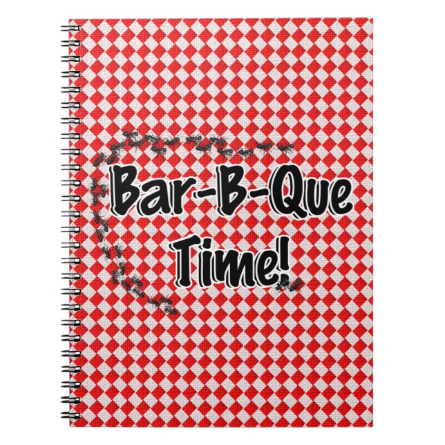 It's BBQ Time! Red Checkered Table Cloth w/Ants Notebook (Front)