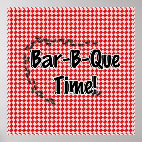 Its BBQ Time Red Checkered Table Cloth wAnts Poster