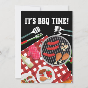 It's BBQ Time, Summer Barbecue Cookout Invitation