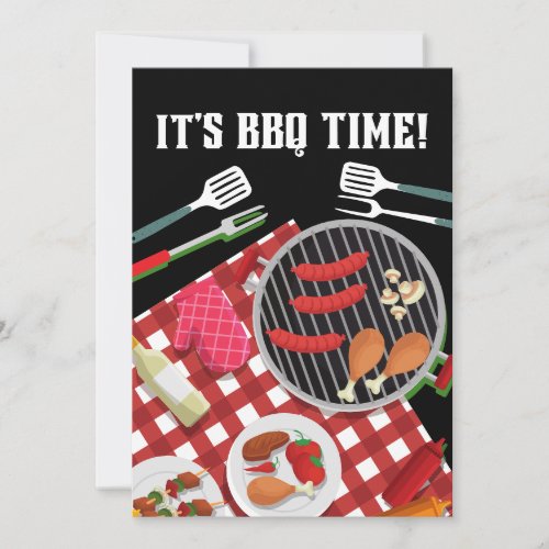 Its BBQ Time Summer Barbecue Cookout Invitation