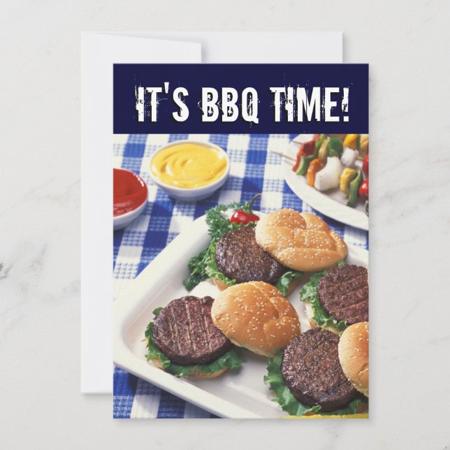 It's BBQ Time, Summer Barbecue Cookout Invitation (Front)