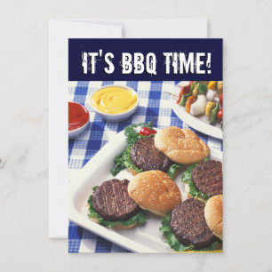 It's BBQ Time, Summer Barbecue Cookout Invitation