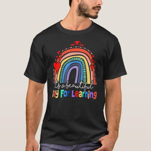 Its Beautiful Day For Learning Retro Teacher Back T_Shirt