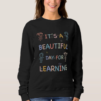 It's Beautiful Day For Learning Retro Teacher Stud Sweatshirt