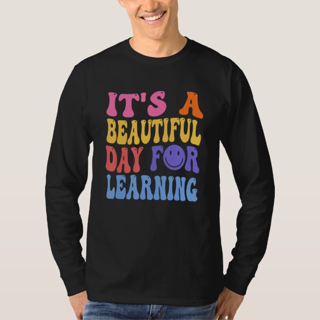 It's Beautiful Day For Learning Retro Teacher Stud T-Shirt (Front)