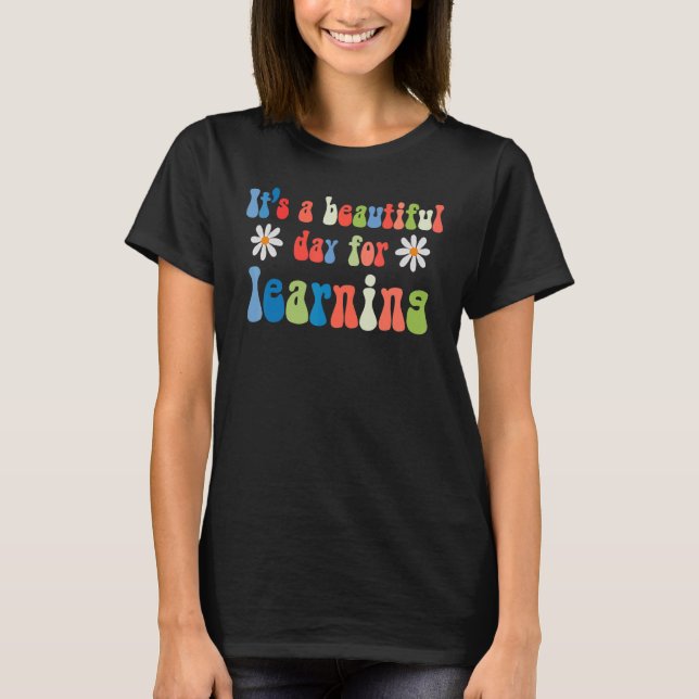 It's Beautiful Day For Learning Retro Teacher Stud T-Shirt (Front)