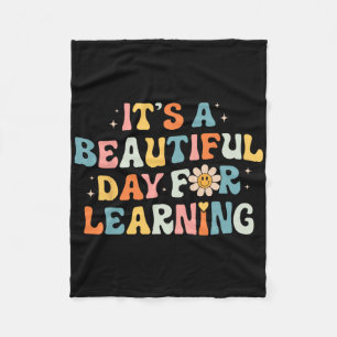 It's Beautiful Day For Learning - Retro Teacher Wo Fleece Blanket