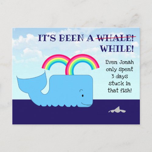 Its Been a Whale Sunday School Reminder Postcard