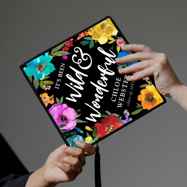 Its been Wild & Wonderful Bright Floral Graduate Graduation Cap Topper (Creator Uploaded)