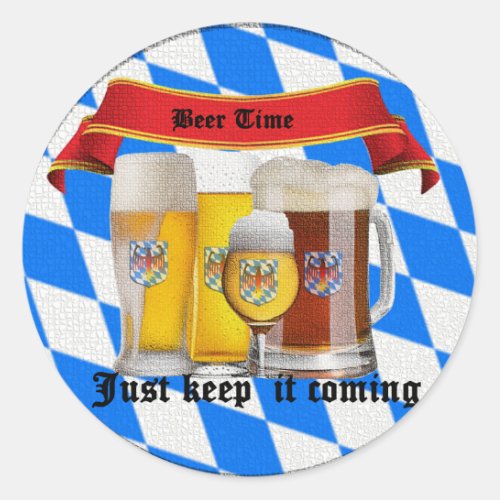 its beer time classic round sticker