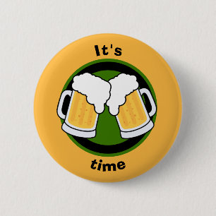 "It's beer time!" clinking beer glasses Button