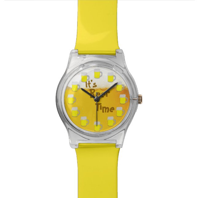 It's Beer Time Funny Wrist Watch (Close Up)