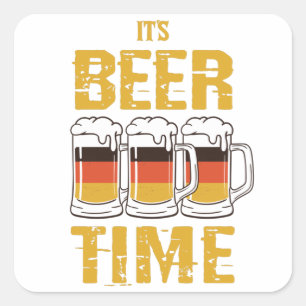 It's beer time square sticker