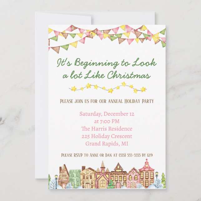 It's Beginning to Look a lot Like Christmas Party Invitation (Front)