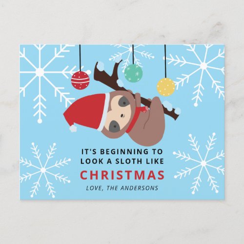 Its Beginning to look a Sloth Like Christmas Cute Postcard