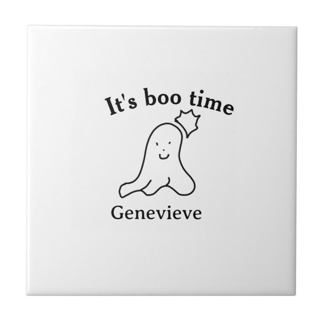 It's boo time name Halloween date time ghost black Ceramic Tile (Front)
