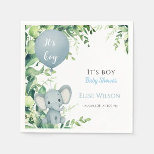 It's boy! Cute little elephant baby with balloon Napkins