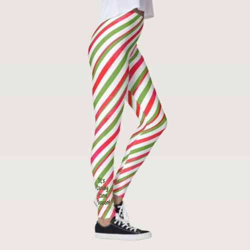 Its Candy Cane Season Green and Red Stripes Leggings