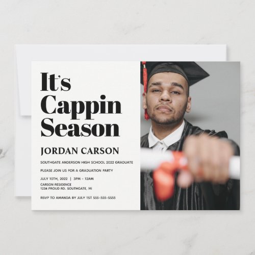 Its Cappin Season Graduation Party Invitation