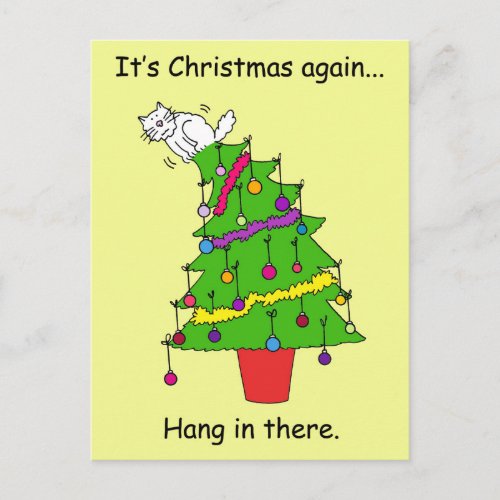 Its Christmas Again Cat Humor Holiday Postcard