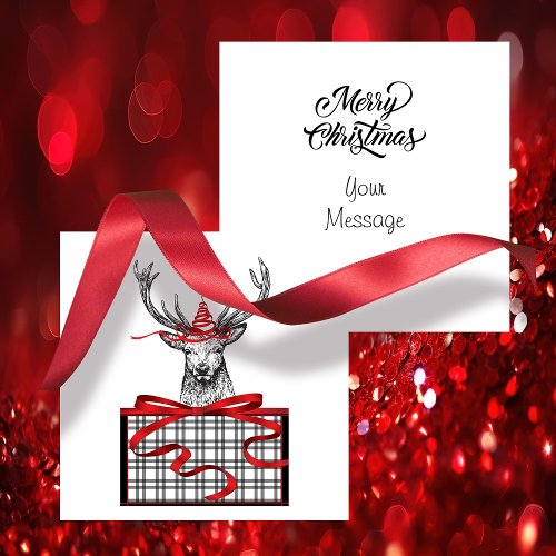 Its Christmas Deer Black White Holiday Card