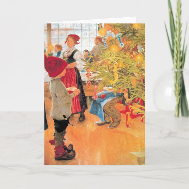 It's Christmas Time Again - Boy Looking at Tree Holiday Card (Front)