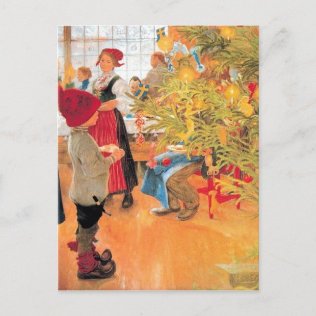 It's Christmas Time Again - Boy Looking at Tree Holiday Postcard (Front)