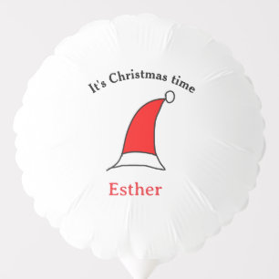 It's Christmas time Santa red hat name simple fun Balloon