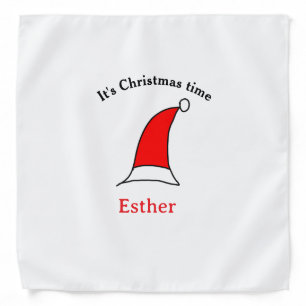 It's Christmas time Santa red hat name simple fun Bandana