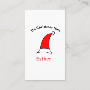 It's Christmas time Santa red hat name simple fun Business Card