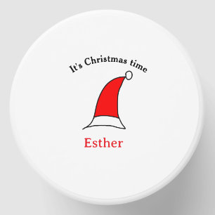 It's Christmas time Santa red hat name simple fun Mini Candle Favors