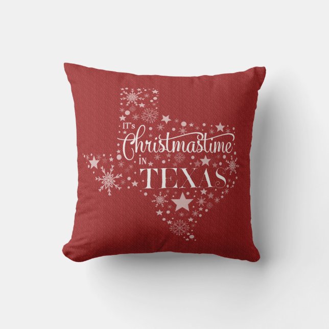 It's Christmastime In Texas Throw Pillow (Front)