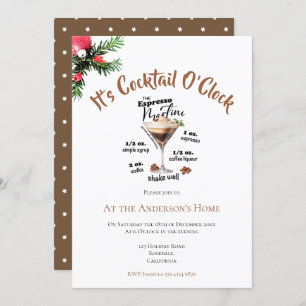 It's Cocktail O'Clock Christmas Party Brown Drink Invitation