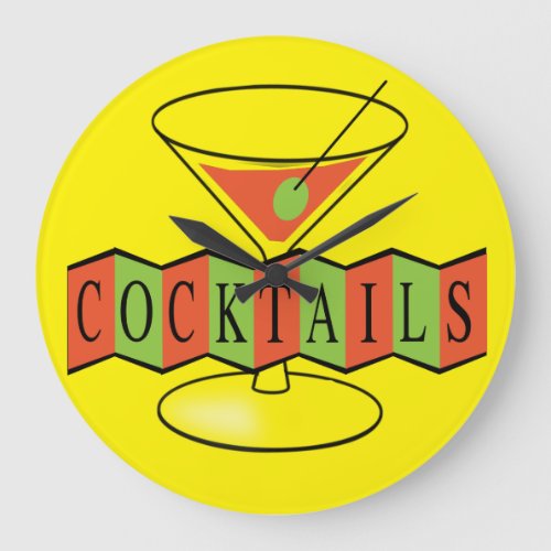 Its Cocktail Time Large Clock